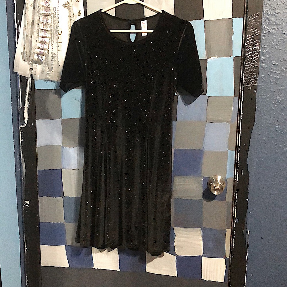 Petite black sparkling dress